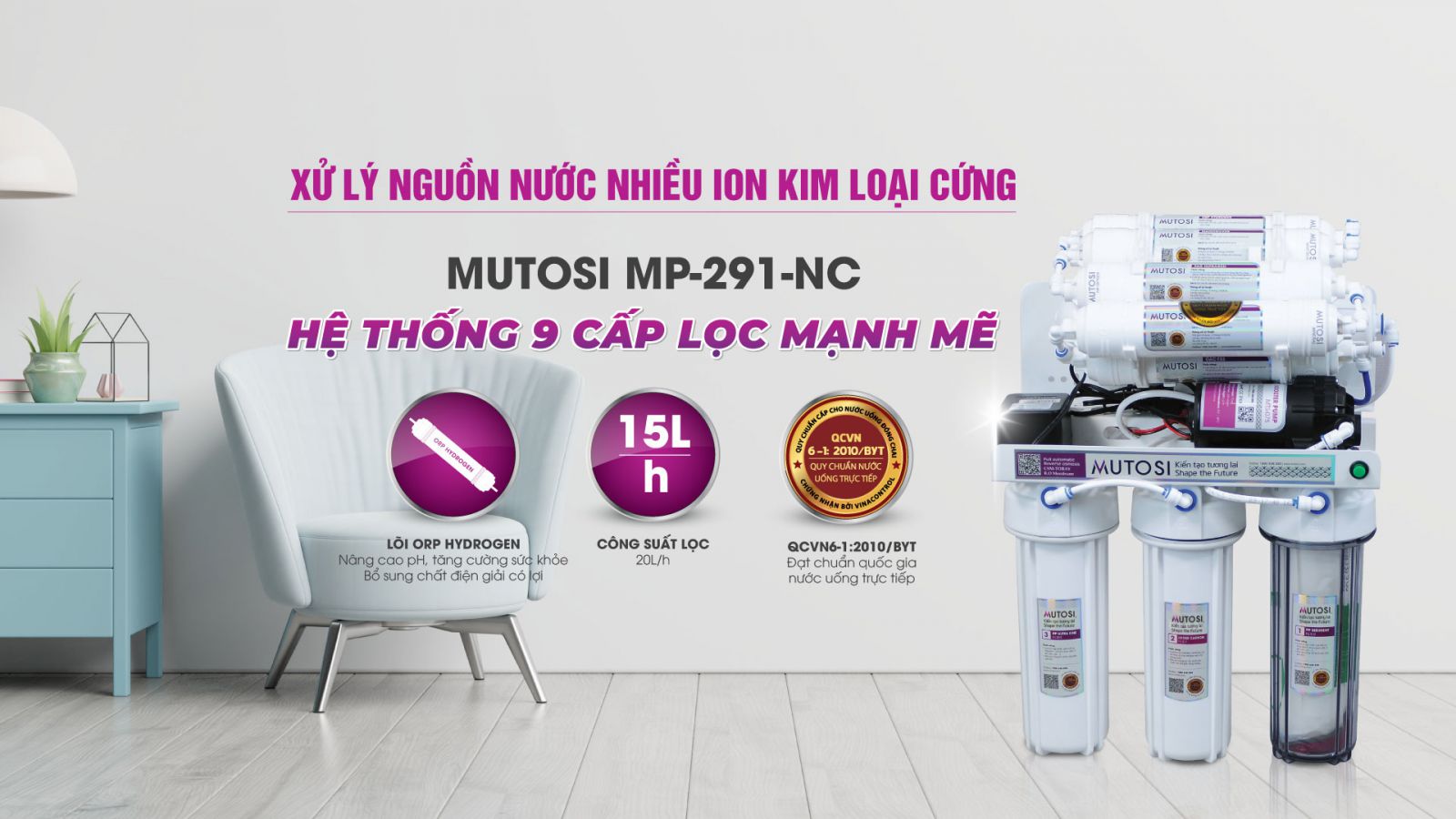 Máy lọc nước không tủ 9 lõi MP-291-NC Máy lọc nước không tủ 9 lõi MP-291-NC